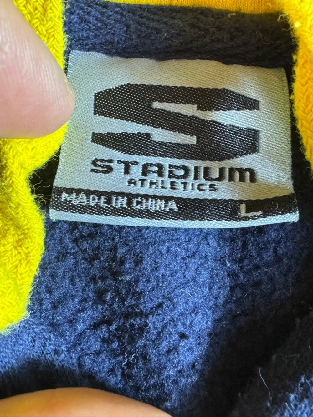 Stadium Athletics Navy Hoodie with Yellow 'M' Logo - Picture 2 of 5